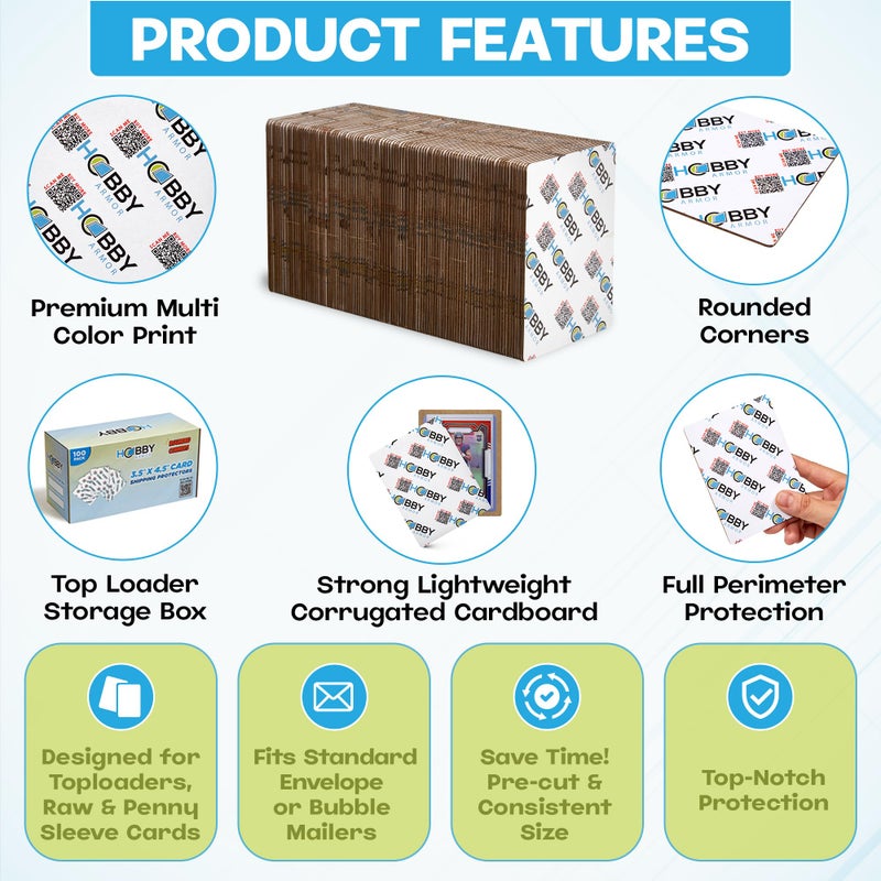 Hobby Armor 100 Pack Trading Card Shipping Protector by Hobby Armor  3.5"" x 4.5"" with Rounded Corners  Vibrant Multi-Color Card Protector to Guard Cards From Dings  Premium Lightweight Cardboard Shipping Supplies - Image 3